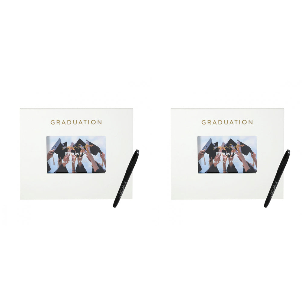 2PK Splosh Graduation Signature Frame w/ Marker 27.5x23cm - White