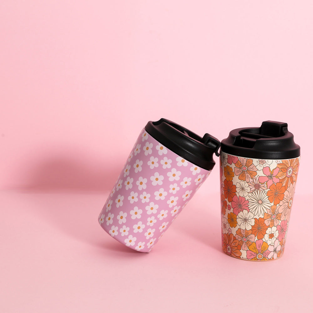 2PK Splosh Sip By Splosh Daisy S/Steel Coffee Cup 380ml