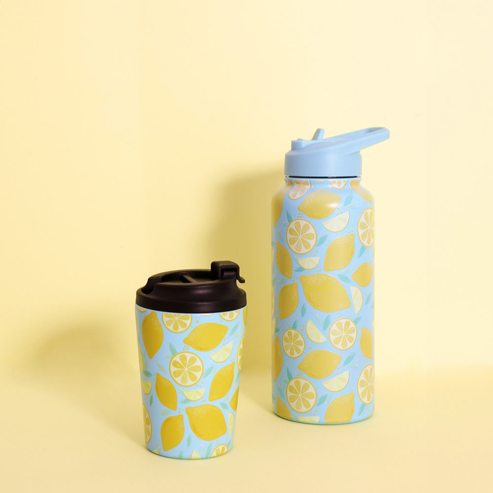 2PK Splosh Sip By Splosh Lemon S/Steel Water Bottle 950ml