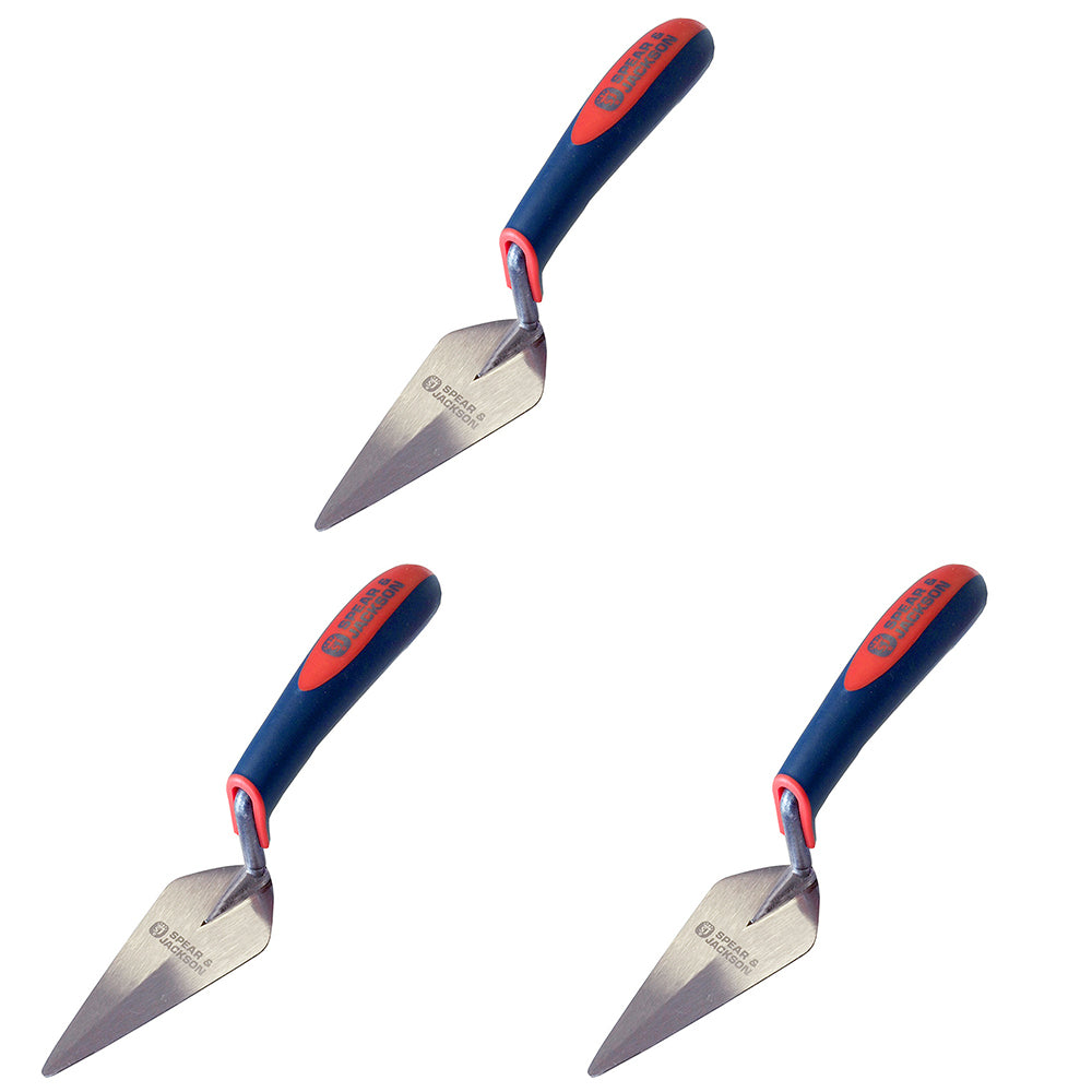 3PK Spear & Jackson Pointing C/S Trowel Soft Grip 150mm