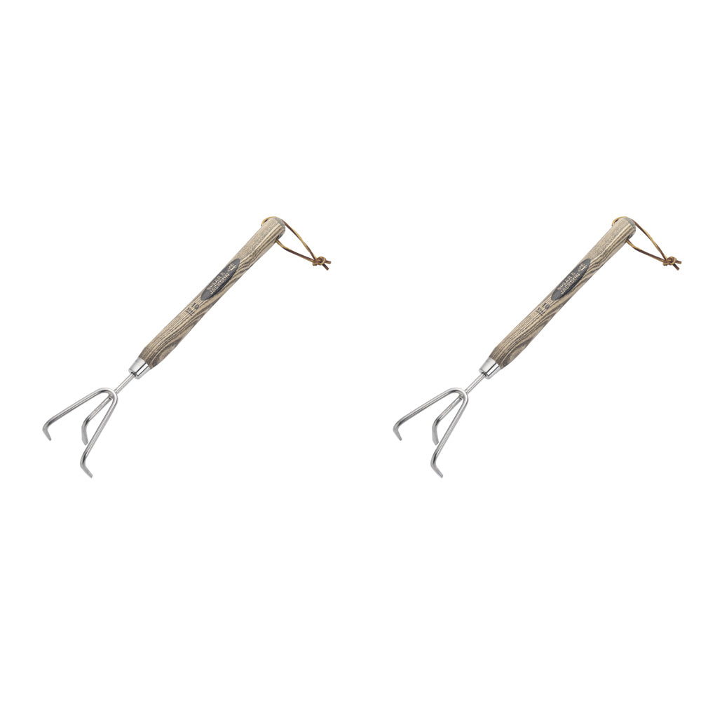 2PK Spear & Jackson Traditional 3-Prong S/S Cultivator Long Handle 28cm