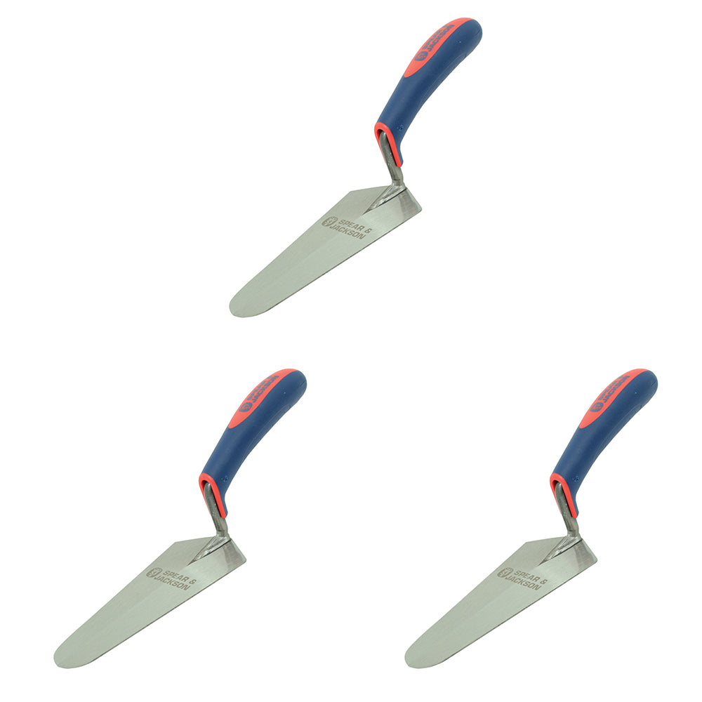 3PK Spear & Jackson C/Steel Gauging Trowel Soft Grip Handle 175mm