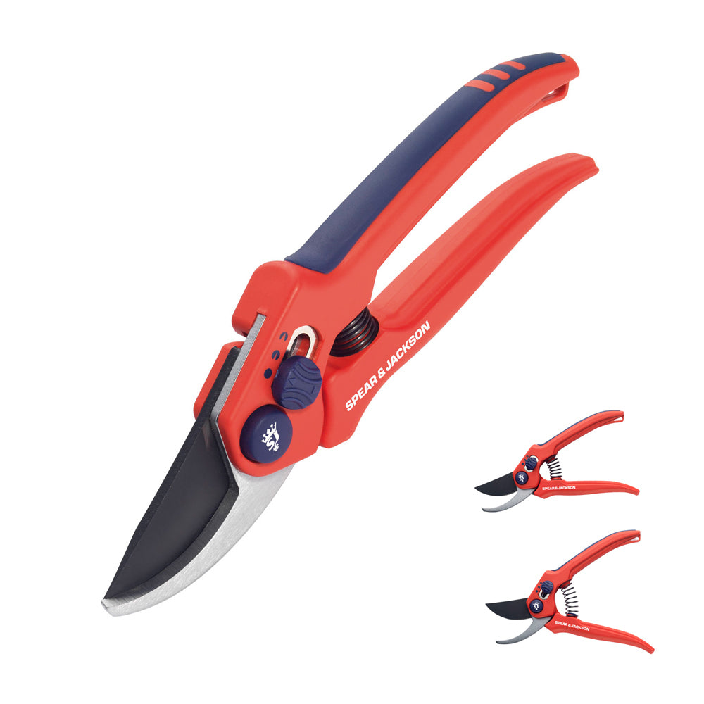 3PK Spear & Jackson Razorsharp Advantage Adjustable Bypass Secateur - Red