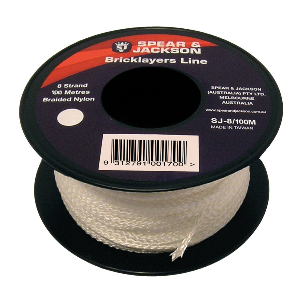 12pc Spear & Jackson 100m Brick Line 8-Strand Braided Nylon - White