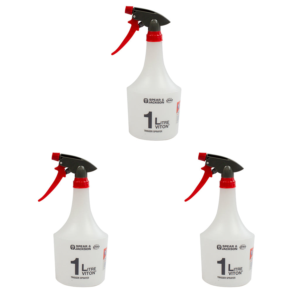 3PK Spear & Jackson Viton Trigger Action Sprayer - 1L