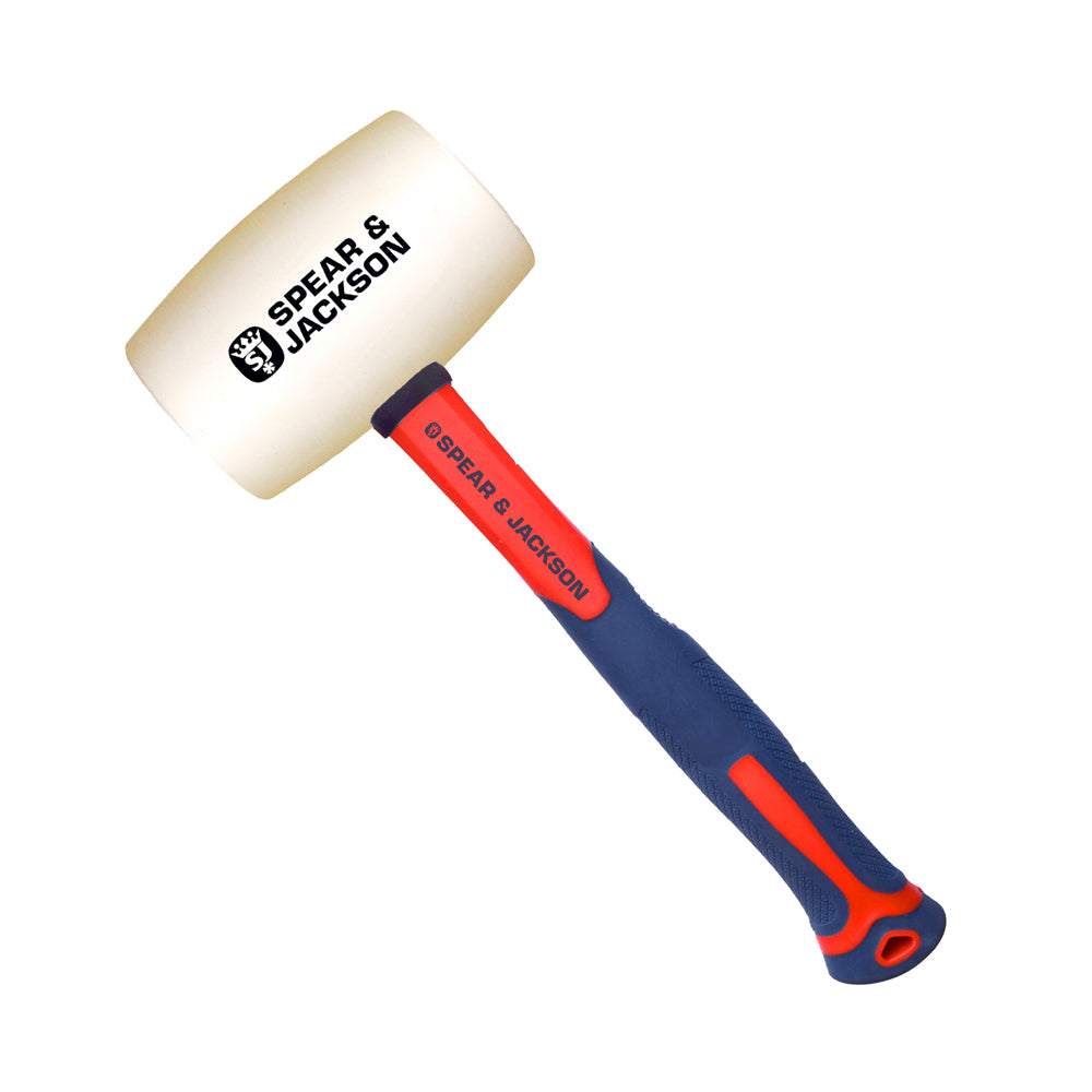 3PK Spear & Jackson Rubber Mallet Fibreglass Handle 16oz/450g - White