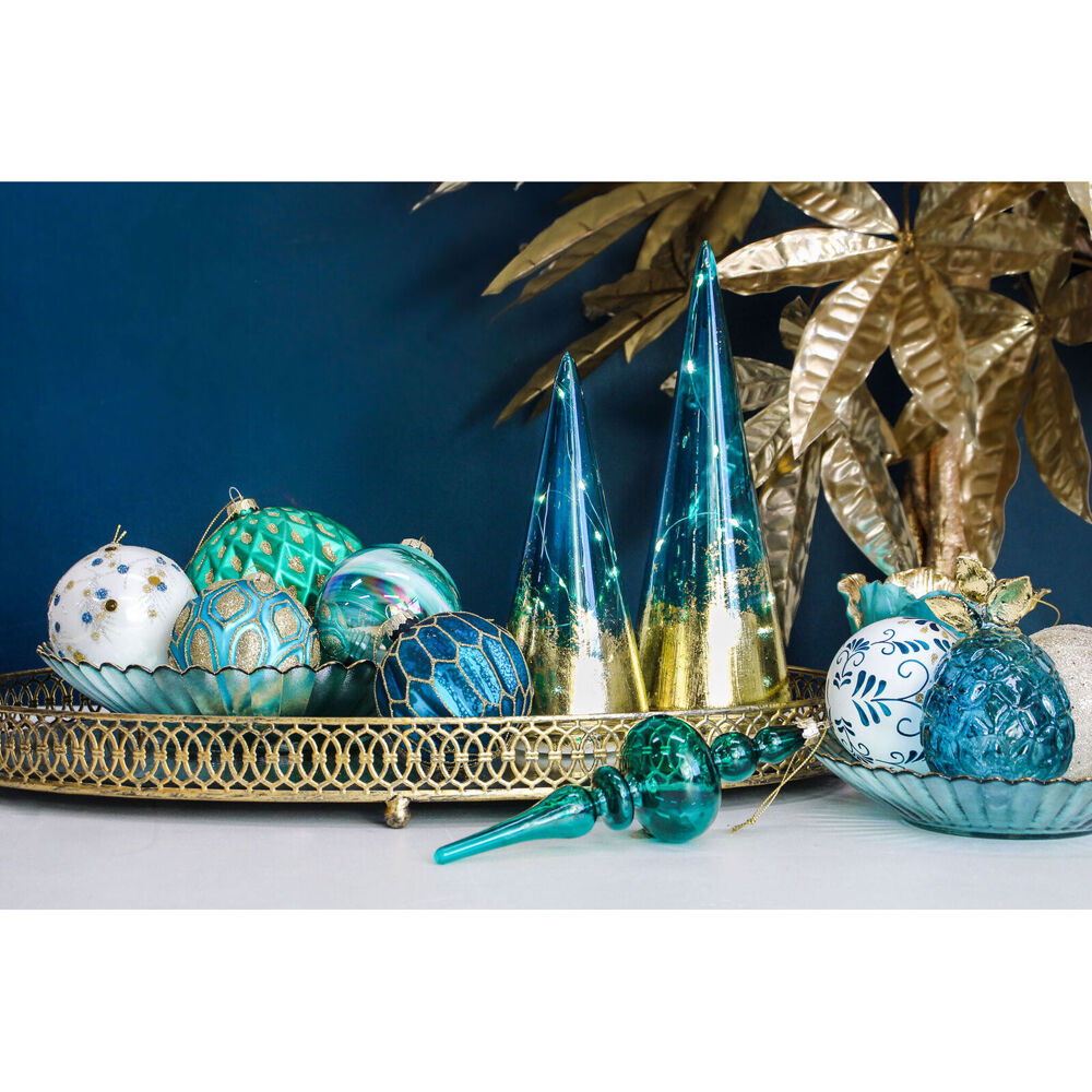 2PK LVD Glass Dish Decorative Home/Dining Tableware Large Mist/Gold