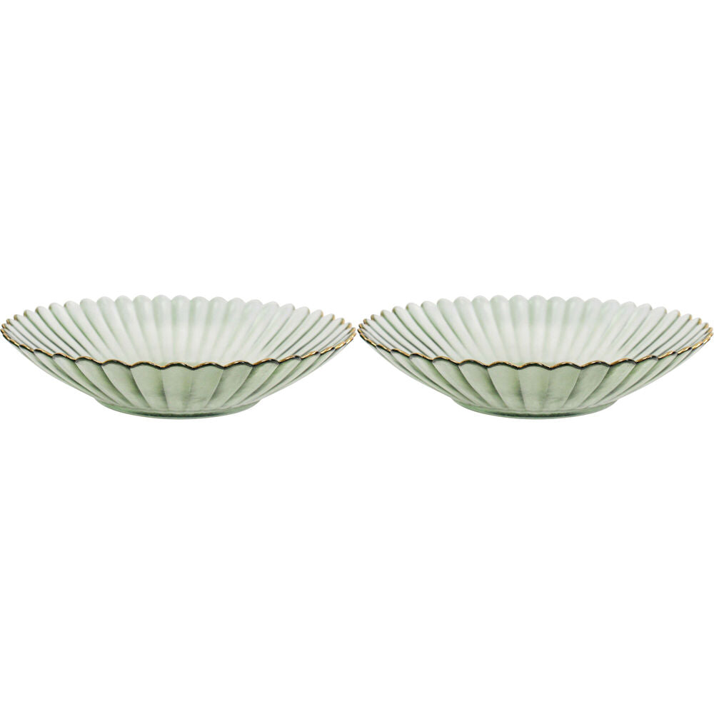 2PK LVD Glass Dish Decorative Home/Dining Tableware Large Moss/Gold