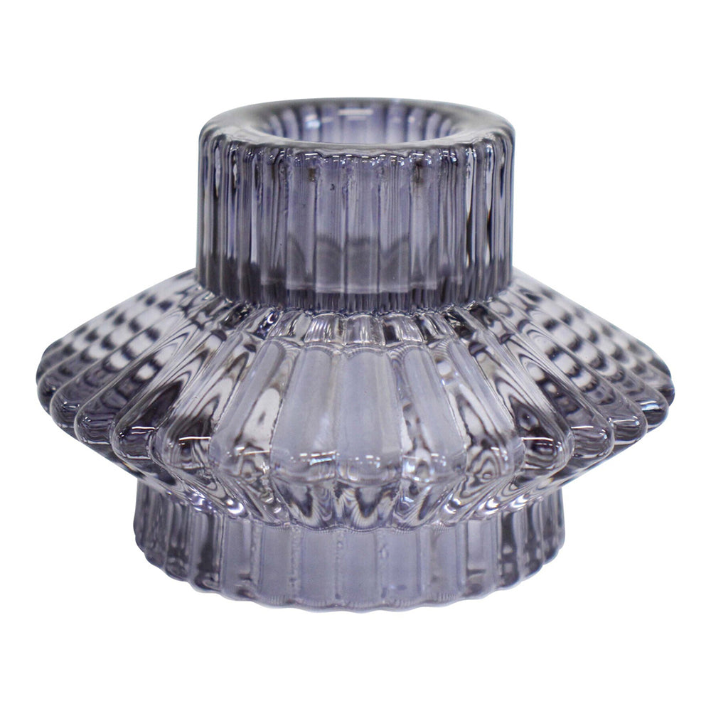 2PK LVD Glass 8cm Double Sided Pillar/Taper Candle Holder - Grape