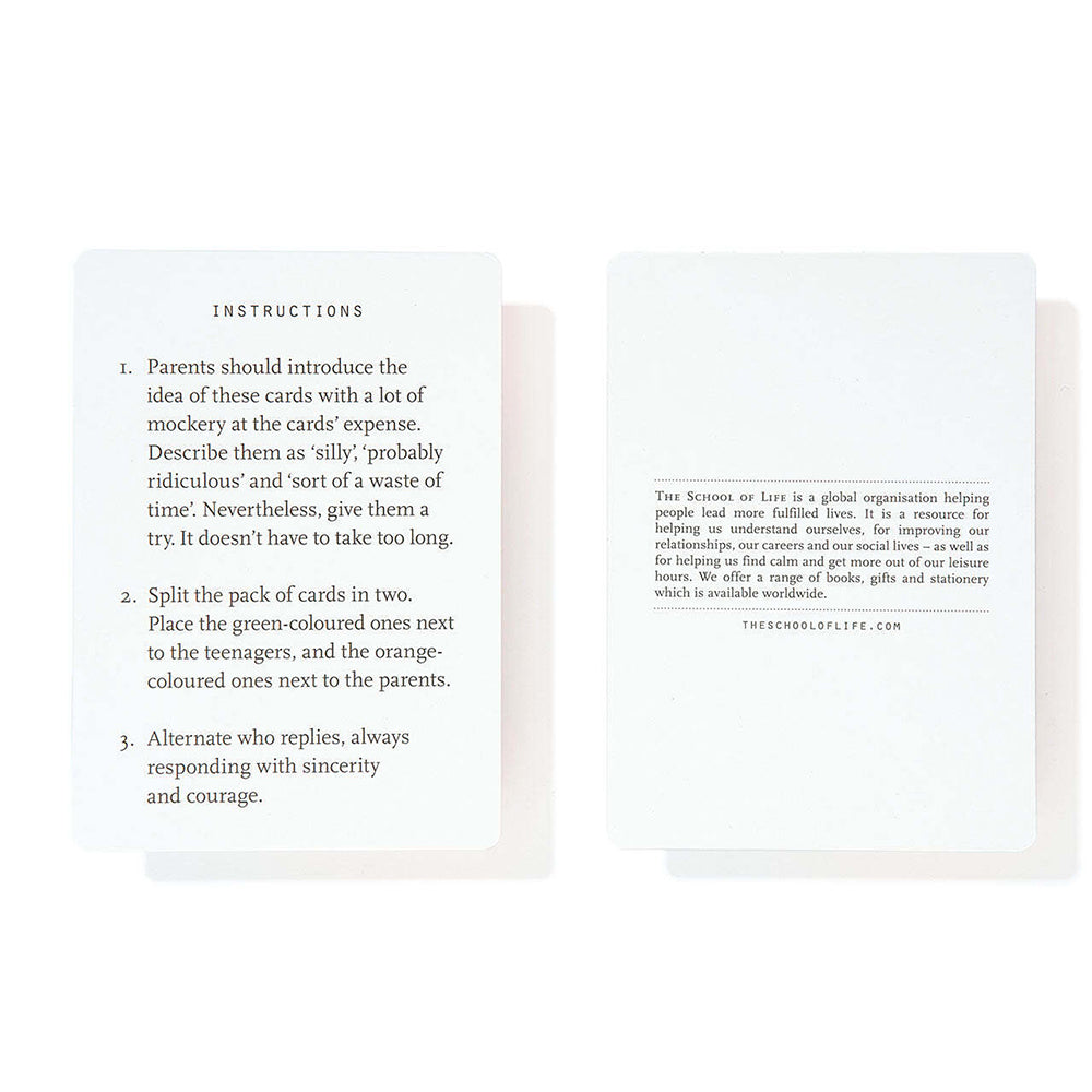 52pc The School Of Life 9cm Parents & Teenagers Prompt Cards Set