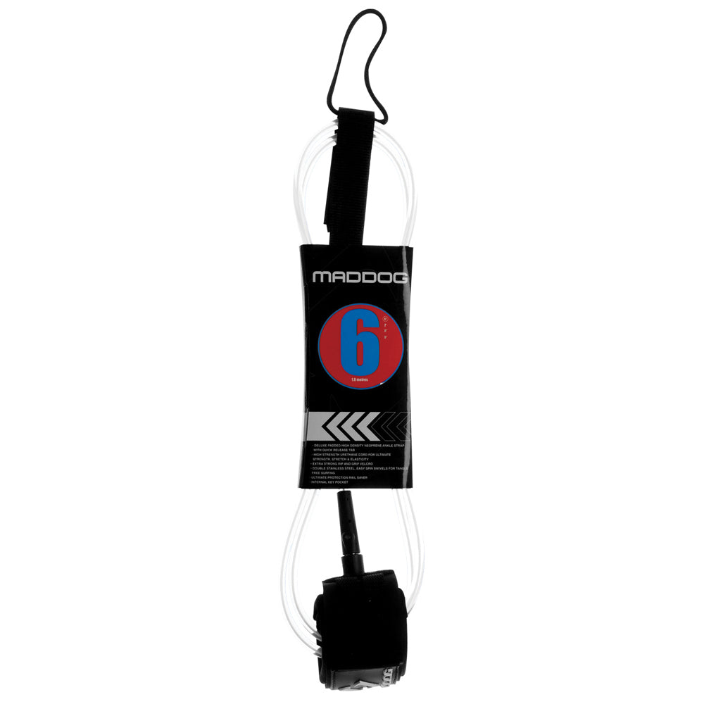 Maddog 6' Calf Surf Leash Clear