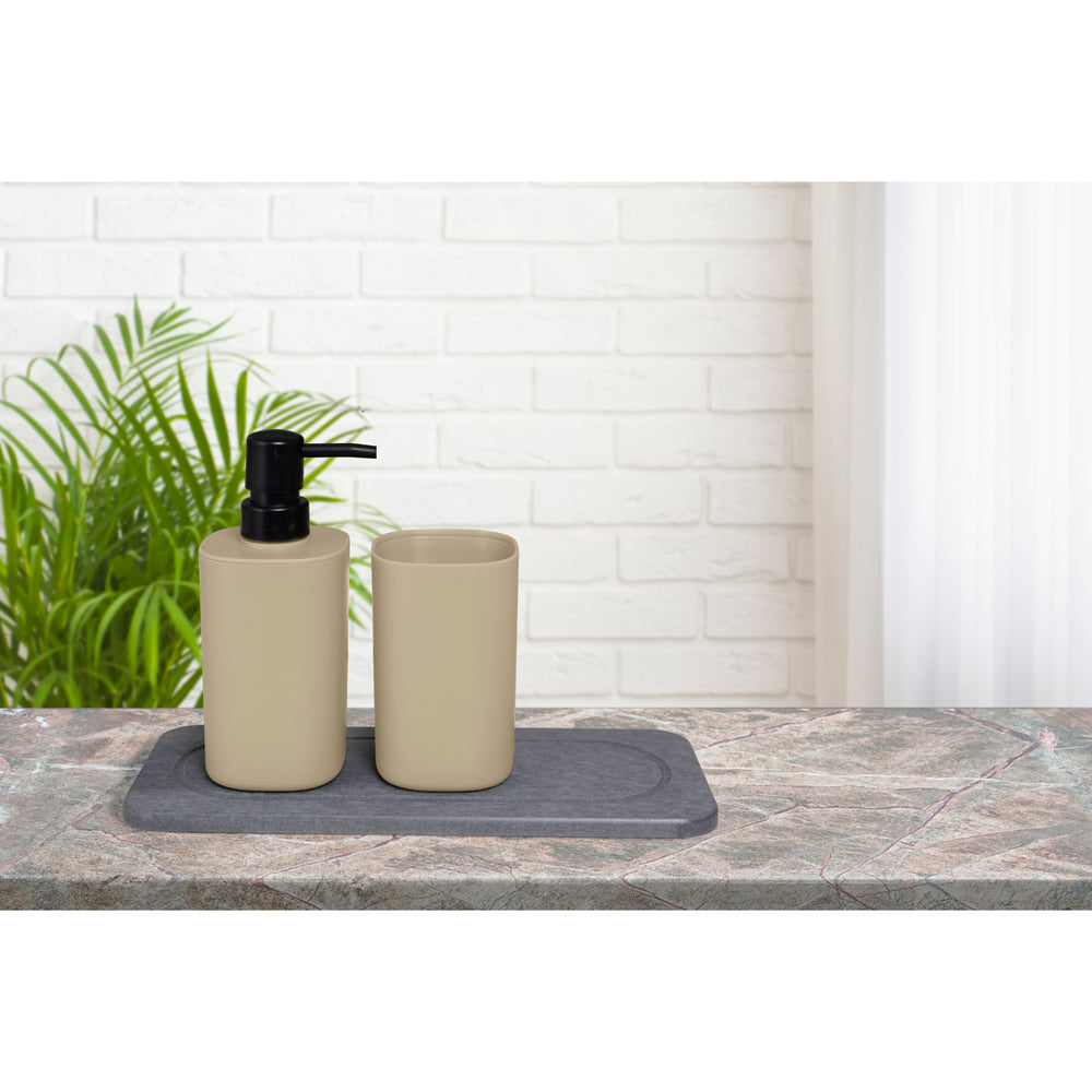 3PK Ardor Dri Stone 28cm Sink Mat Rack/Organiser Rectangle Charcoal
