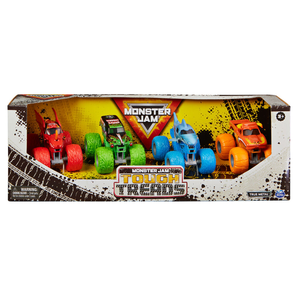 4pc Monster Jam Tough Treads 1:64 Diecast Grave Digger Trucks Kids 4y+