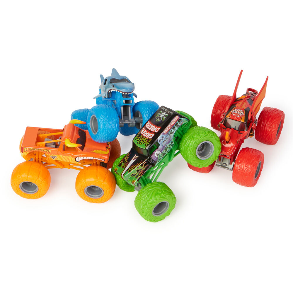 4pc Monster Jam Tough Treads 1:64 Diecast Grave Digger Trucks Kids 4y+