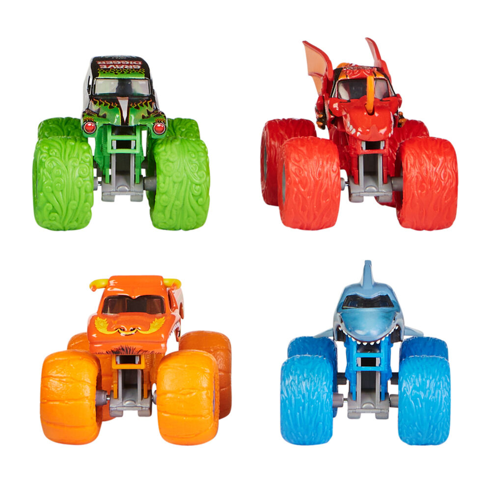 4pc Monster Jam Tough Treads 1:64 Diecast Grave Digger Trucks Kids 4y+