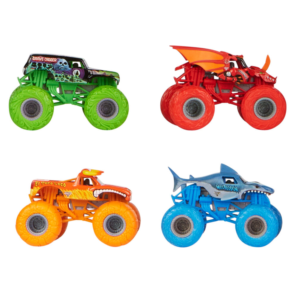 4pc Monster Jam Tough Treads 1:64 Diecast Grave Digger Trucks Kids 4y+