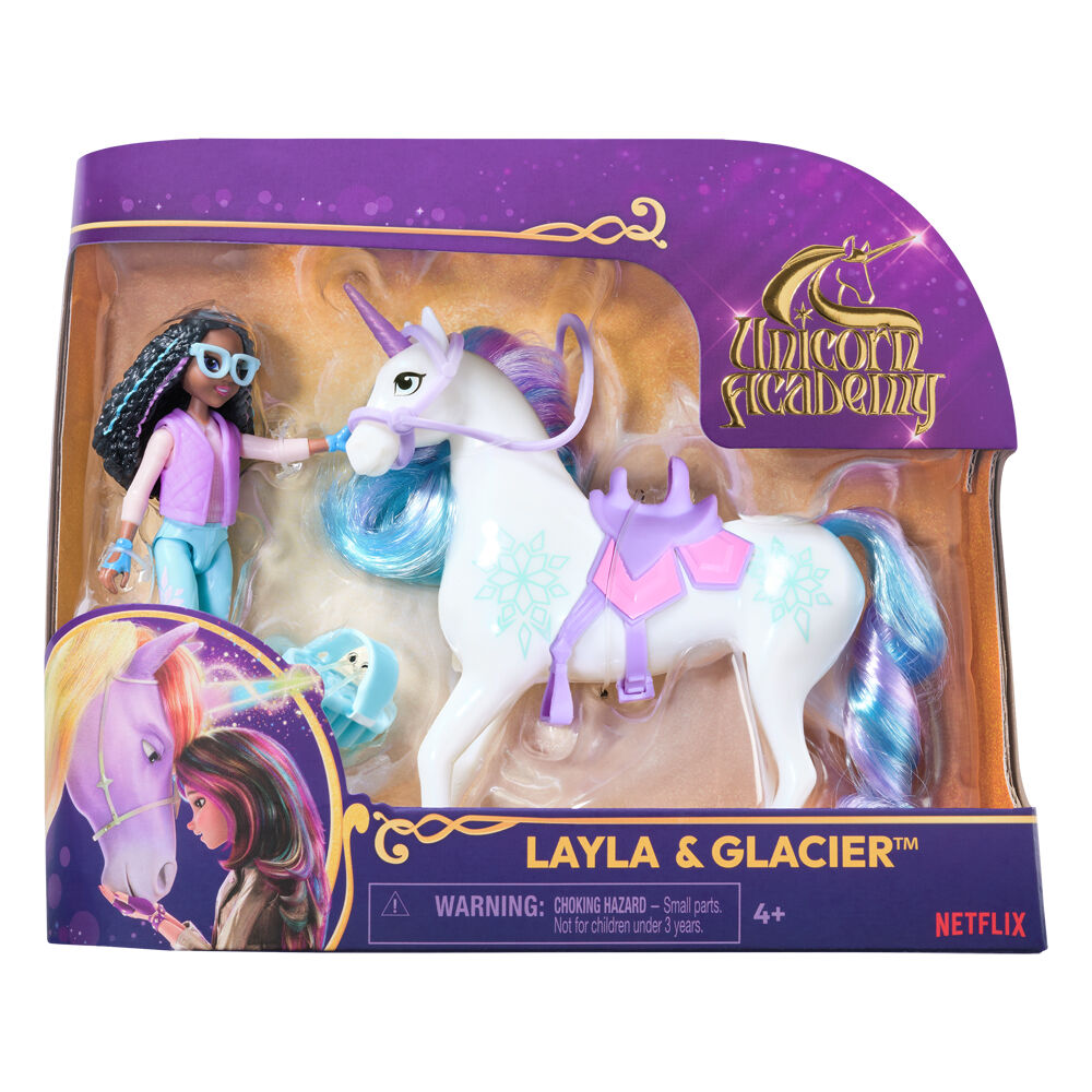 Unicorn Academy Small Doll Layla & Glacier Set Rider and Unicorn Ages 4y+