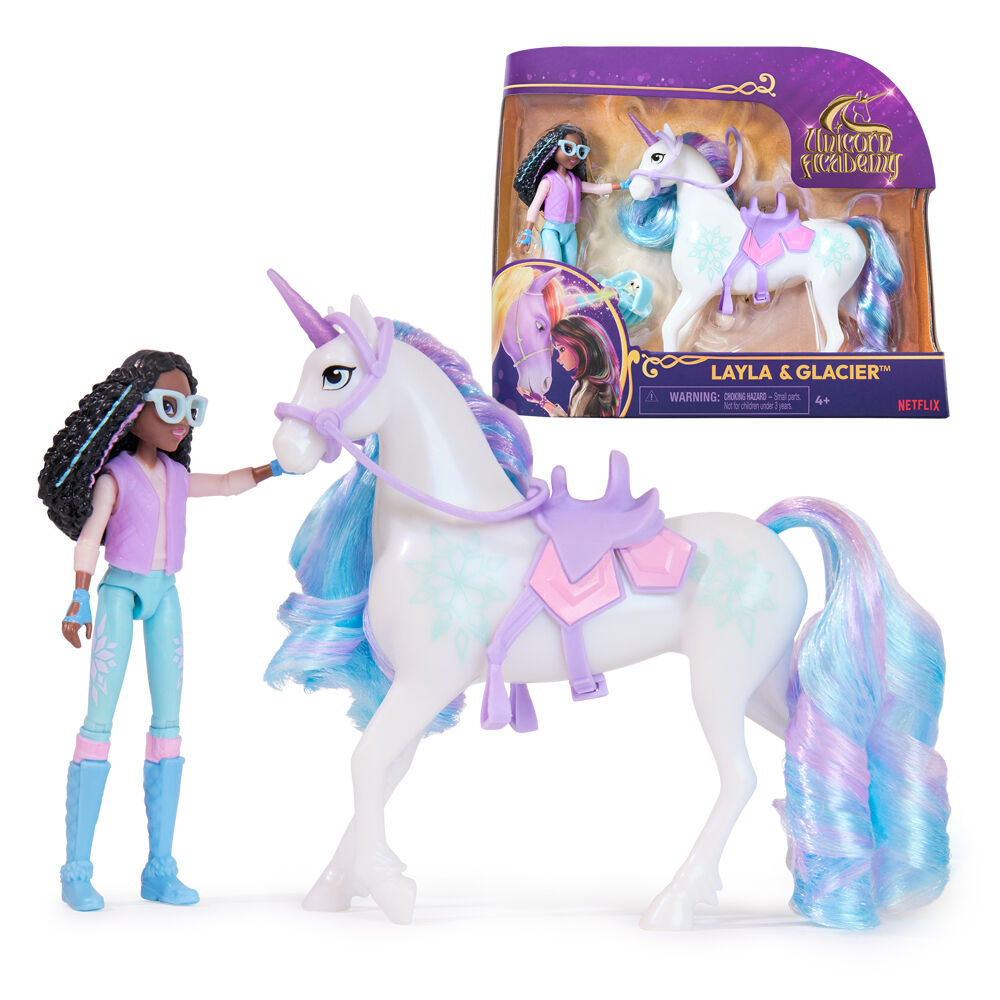 Unicorn Academy Small Doll Layla & Glacier Set Rider and Unicorn Ages 4y+