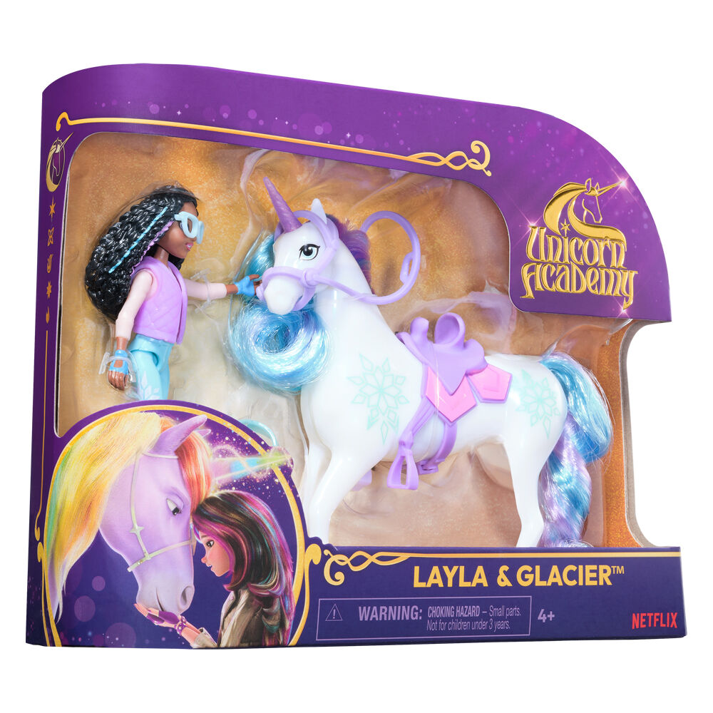 Unicorn Academy Small Doll Layla & Glacier Set Rider and Unicorn Ages 4y+