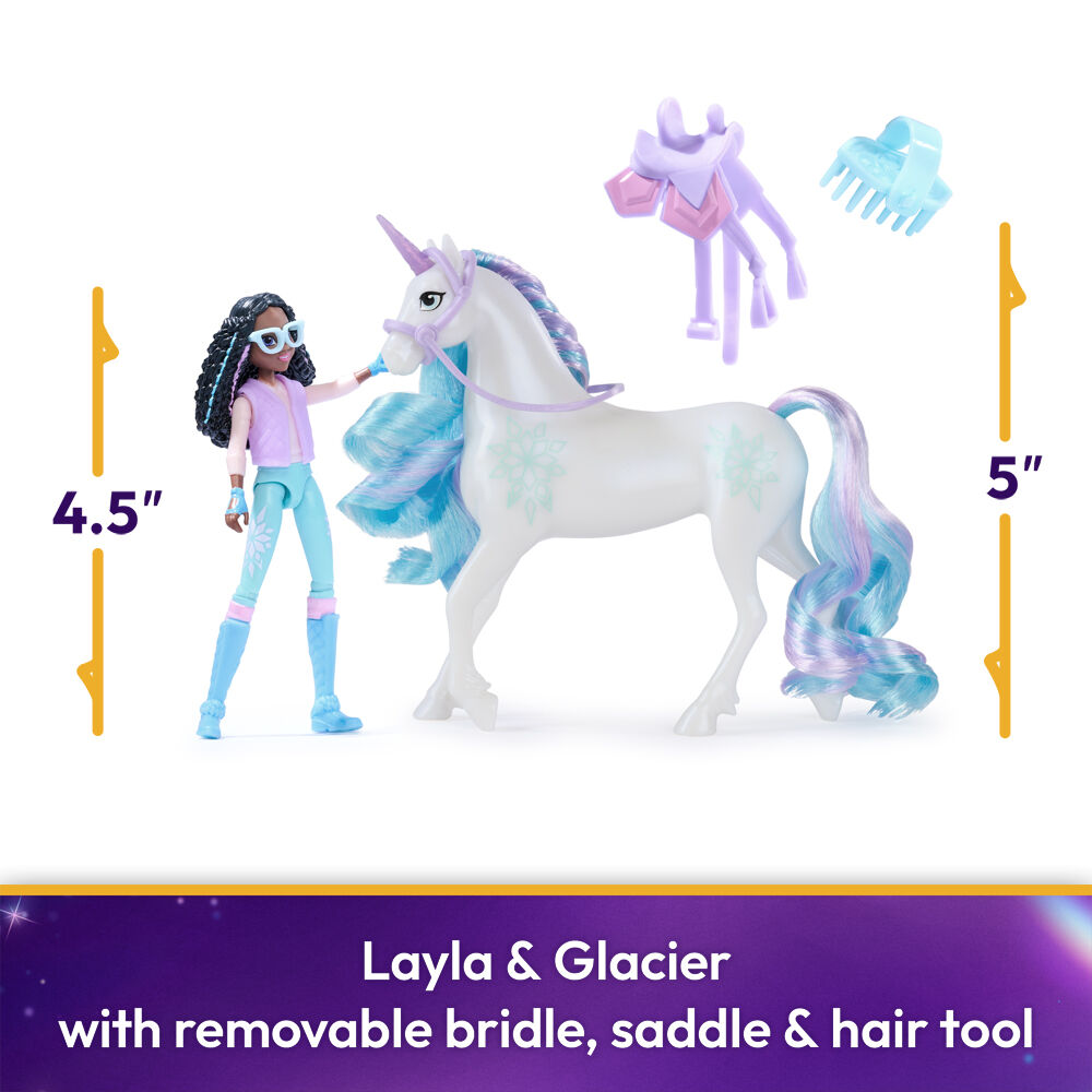 Unicorn Academy Small Doll Layla & Glacier Set Rider and Unicorn Ages 4y+