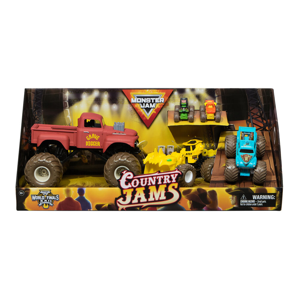 5pc Monster Jam Country Jams Grave Digger Whiplash Scoopz El Toro Loco 3y+