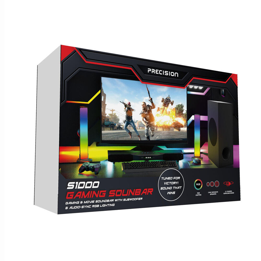 Precision RGB S1000 Gaming Soundbar w/ Subwoofer Bluetooth/Optical/AUX/USB/eARC