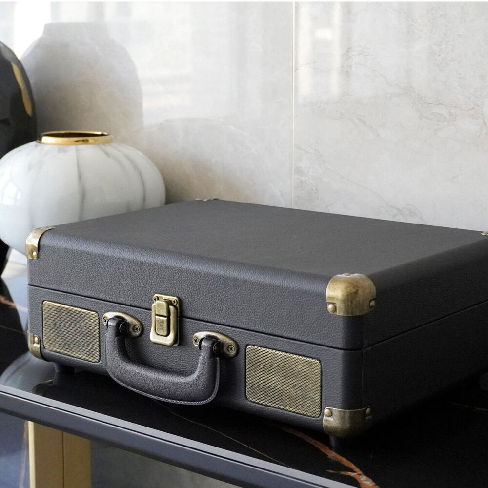 Laser Suitcase Turntable Bluetooth with Built-in Speakers Black