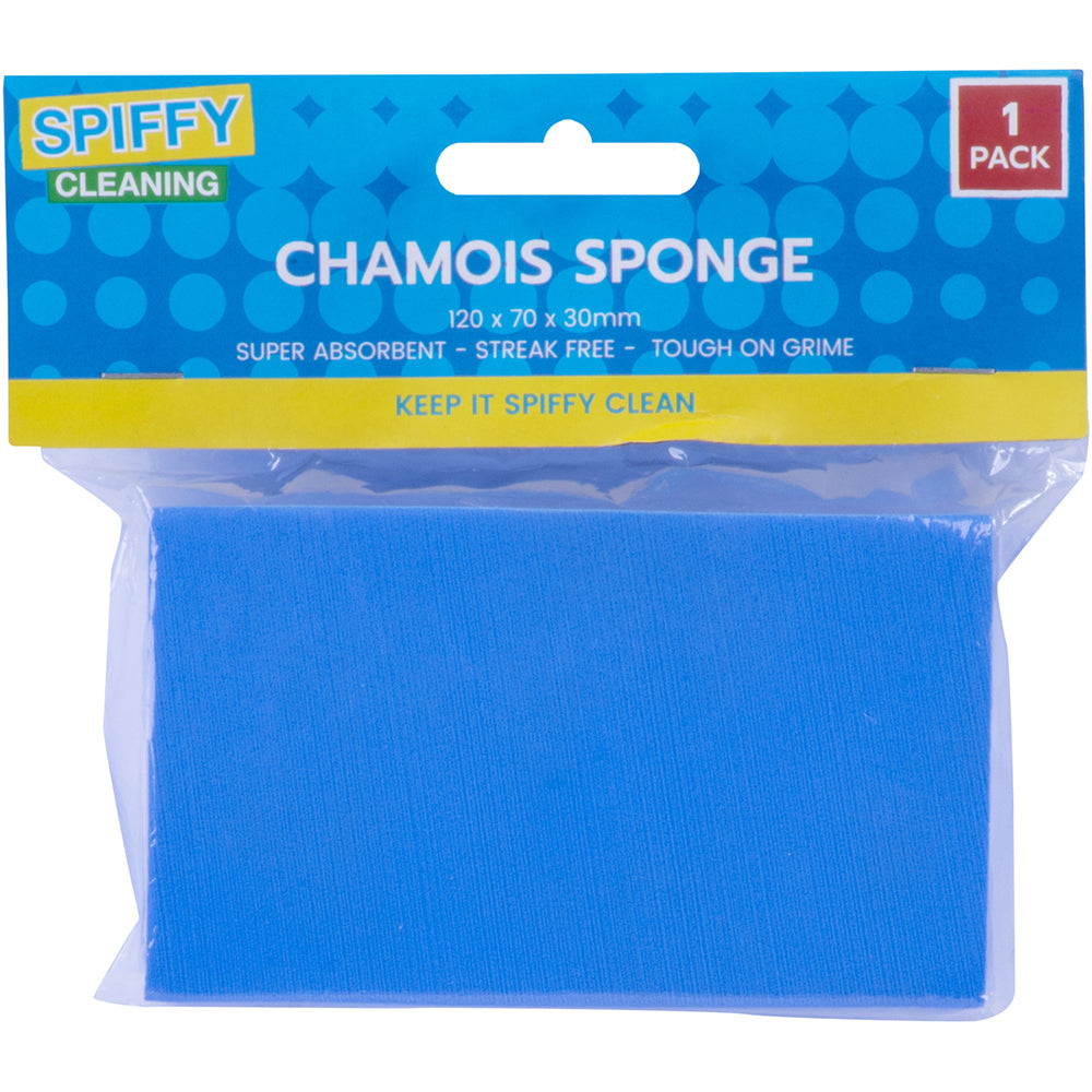 5PK Spiffy Cleaning 12x7cm Super Absorbent Chamois Sponge Spill Cleaner - Blue