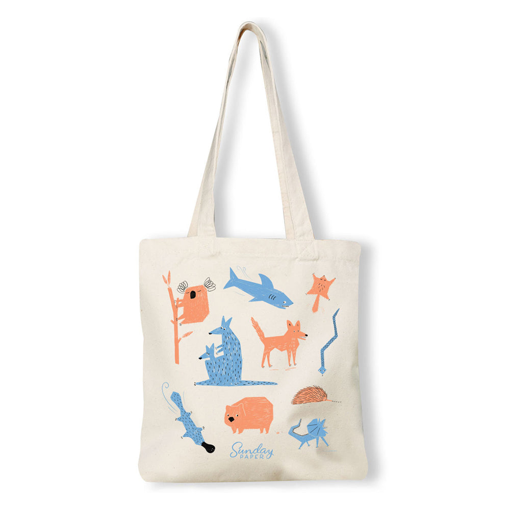 Sunday Paper Women's Cotton Canvas Tote Bag 38.5x42cm - Native Animal Print