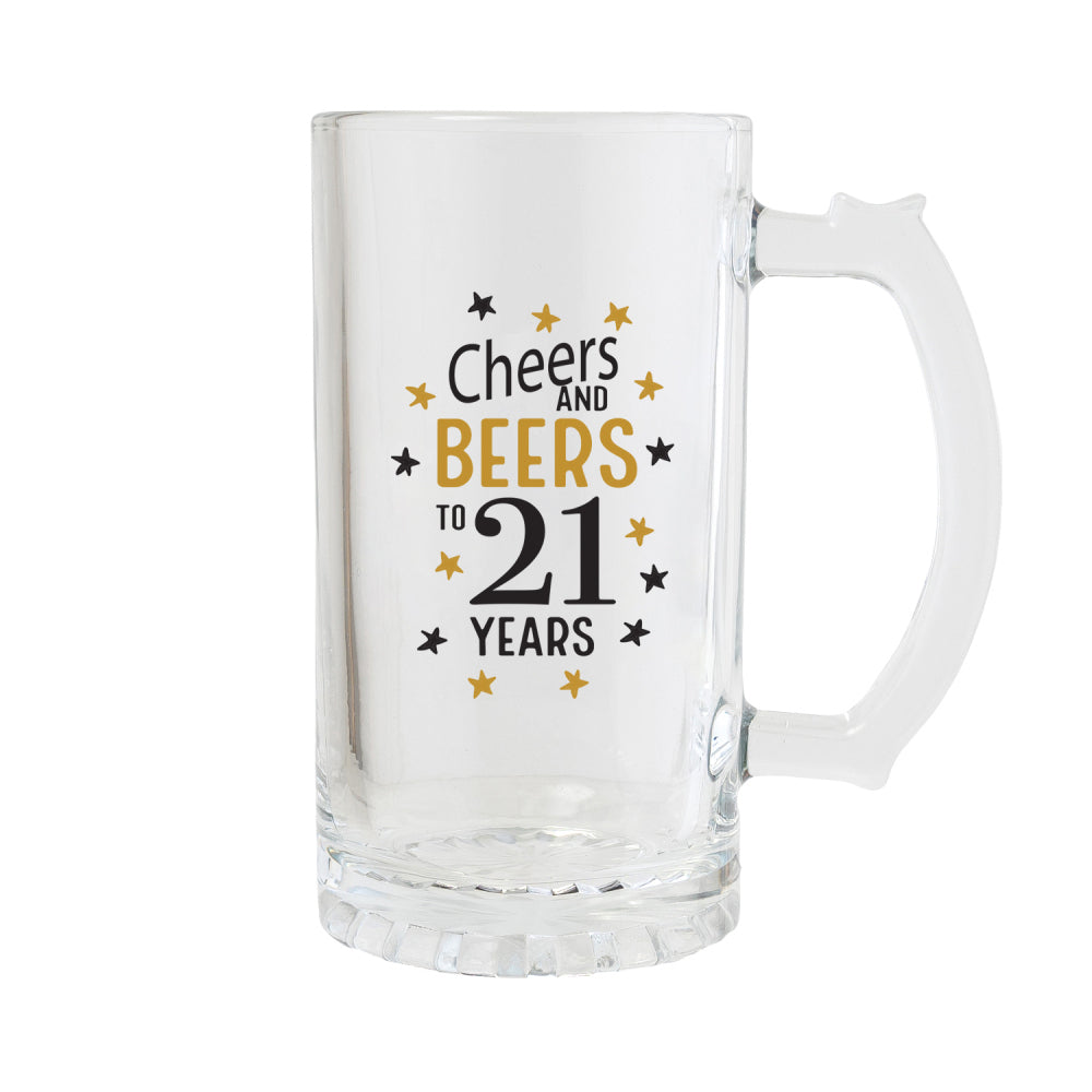 4PK Splosh Sip Celebration 21st Birthday Beer Glass 470ml - Clear