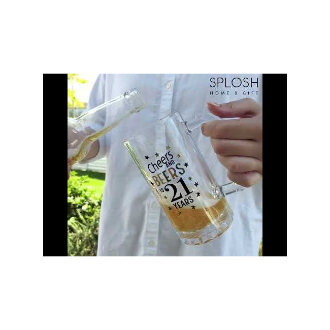 4PK Splosh Sip Celebration 21st Birthday Beer Glass 470ml - Clear