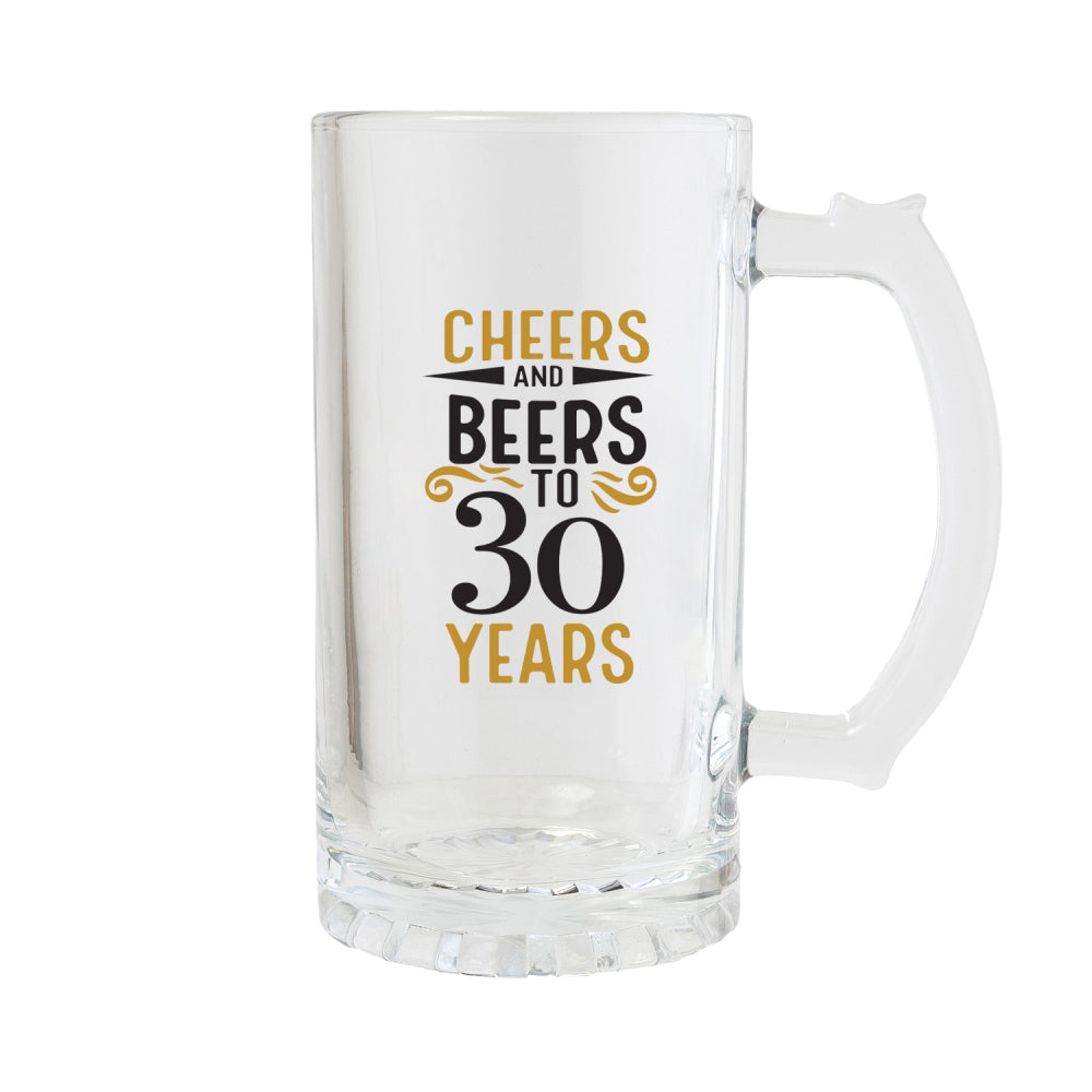 4PK Splosh Sip Celebration 30th Birthday Beer Glass 470ml - Clear