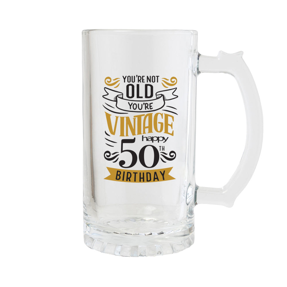 4PK Splosh Sip Celebration 50th Birthday Beer Glass 470ml - Clear