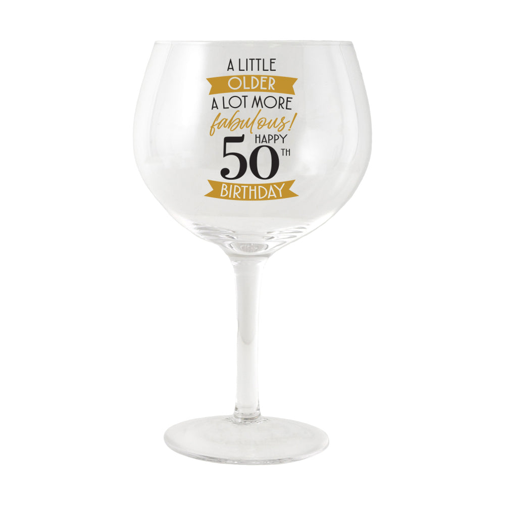 4PK Splosh Sip Celebration 50th Balloon Glass 675ml - Clear