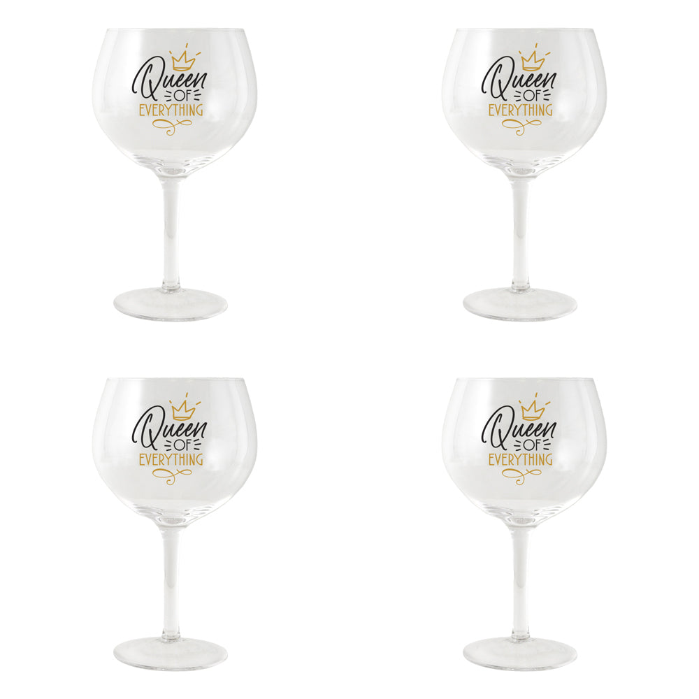 4PK Splosh Sip Celebration Queen Balloon Glass 675ml - Clear