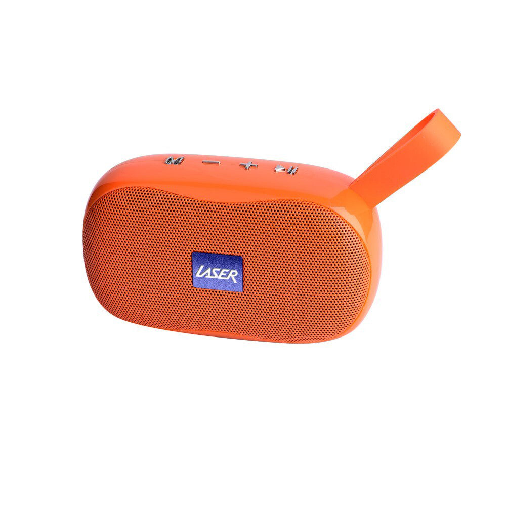Laser TWS Bluetooth Wireless Pocket Speaker FM Radio w/ Strap - Orange