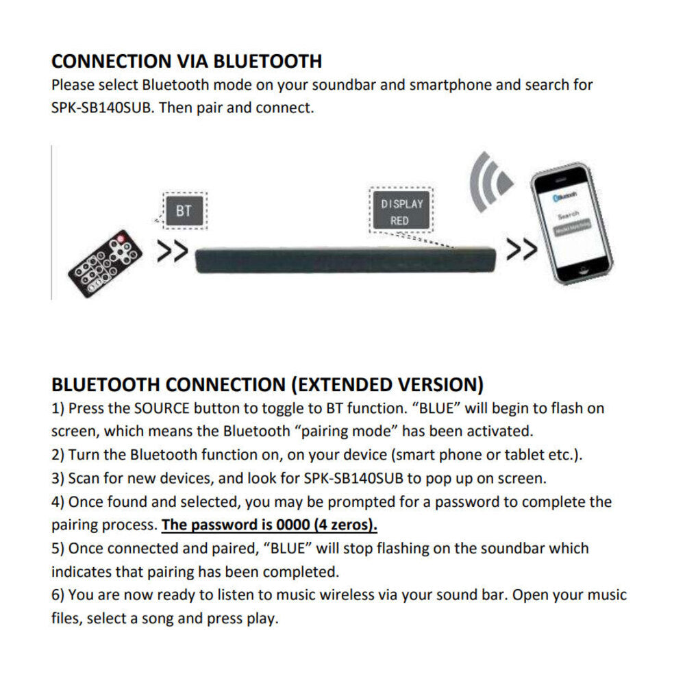 Laser Bluetooth Soundbar with Wireless Subwoofer