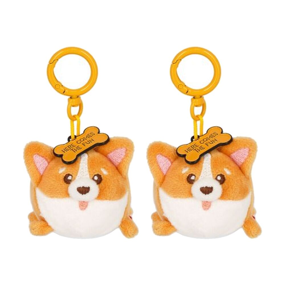 2PK Legami Plush Keyring Corgi w/Metal Ring Super Soft Kids Bag Charm/Toy 3y+
