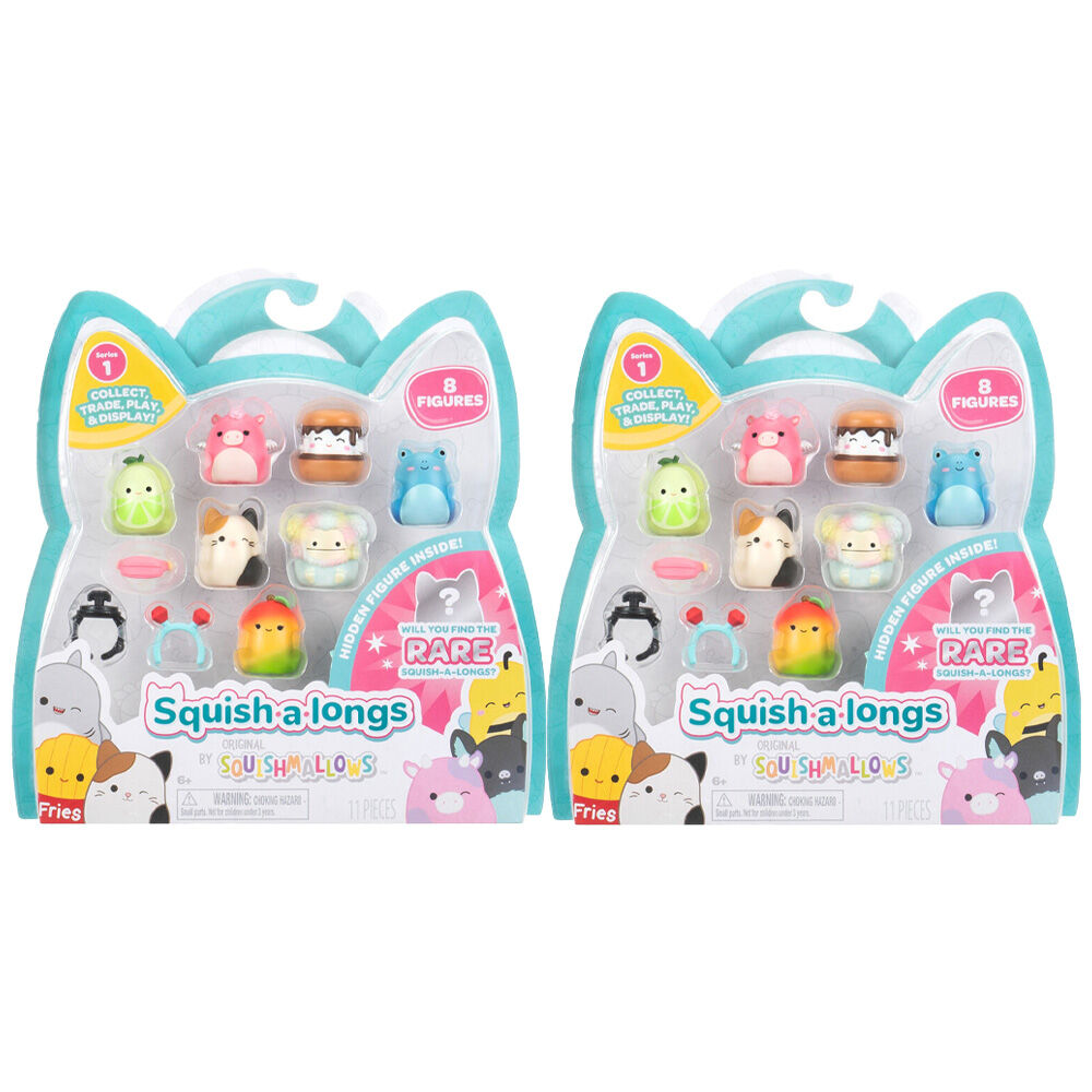 2x 8pc Squishmallows Squish A Longs Kids Squeezable Soft Toy 6y+ Assorted