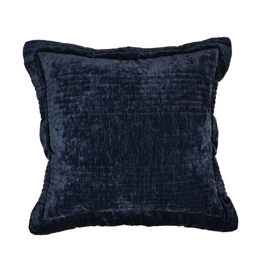 Bianca Cyrano Square Indigo Polyester Velvet Cushion Throw Pillow 43x43cm