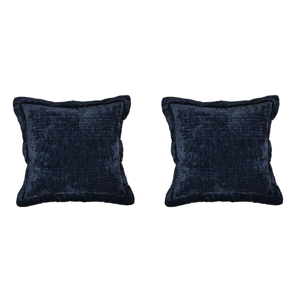 2PK Bianca Cyrano Square Indigo Polyester Velvet Cushion Throw Pillow 43x43cm