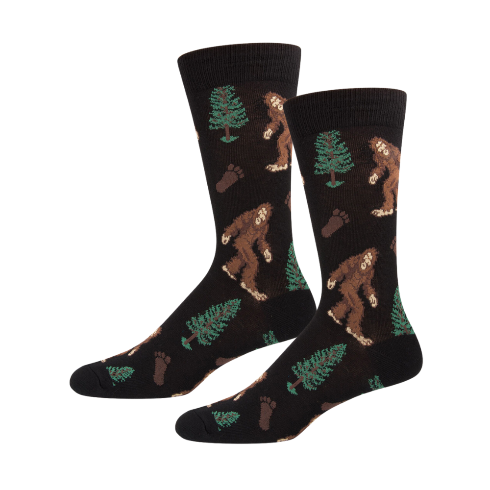 2PK Socksmith Mens Novelty Comfort Socks Bigfoot Black One Size