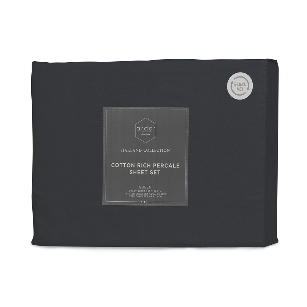 Ardor Boudoir Single Bed 225TC Cotton Rich Sheet Set Charcoal