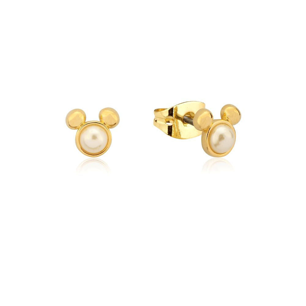 Couture Kingdom Disney Mickey Mouse Pearl Stud Earrings 9mm Gold