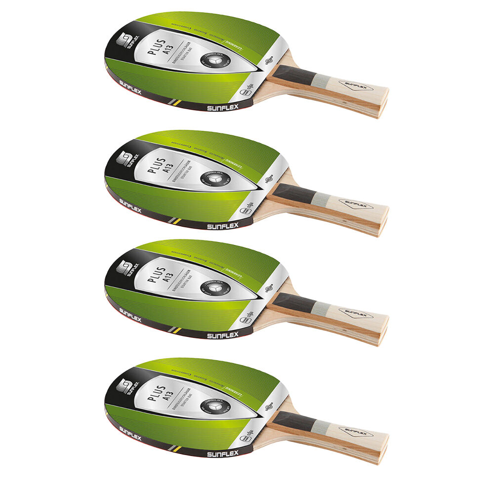 4PK Sunflex Plus A13 Model Table Tennis Bat/Paddle for Starters No Sponge Pips In