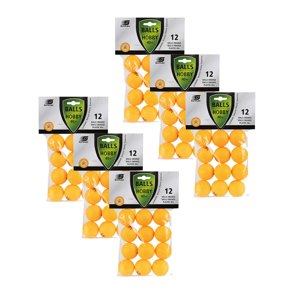 6x 12PK Sunflex Hobby Grade Plastic Table Tennis Balls 40+ Rated General Use Orange