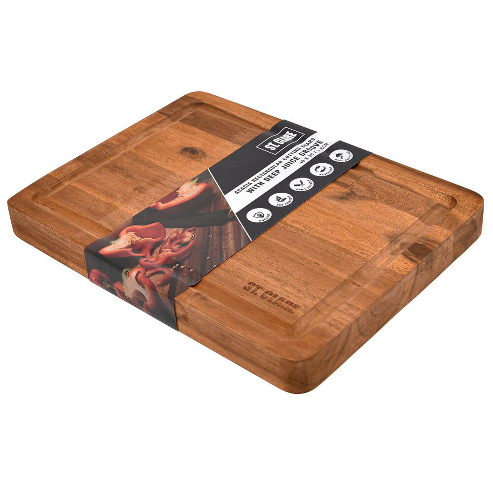 St. Claire Acacia Reversible Board with Juice Curve Serveware 40x30x3.8cm