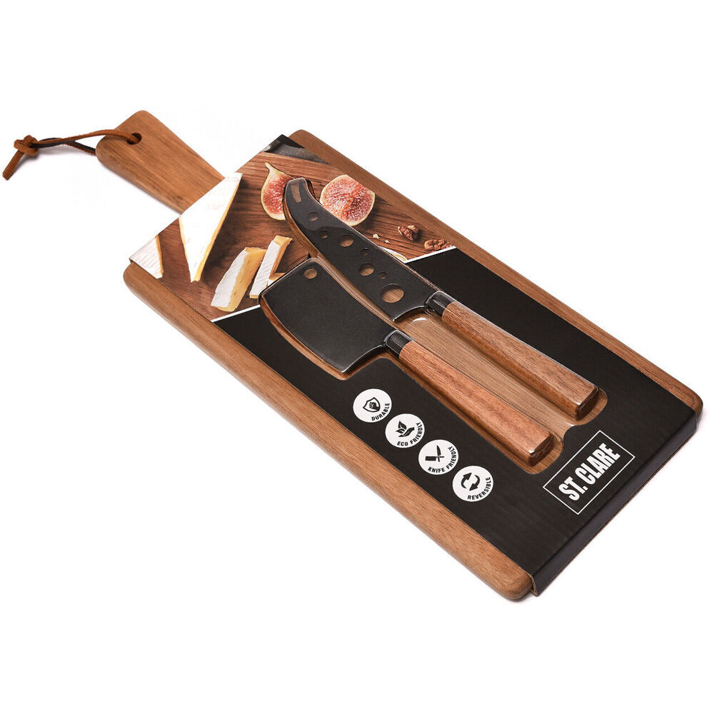 2x 3pc St. Claire Cheese Board Set Food Preparation Wooden