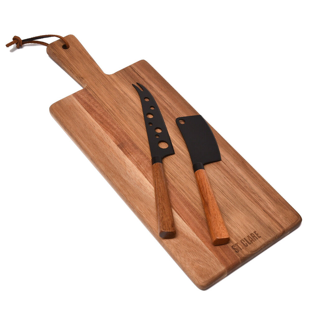 2x 3pc St. Claire Cheese Board Set Food Preparation Wooden