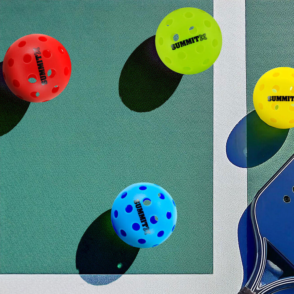 12PK Summit Outdoor Pickleball Balls 40 Hole Wind Resistant Design Multicolour